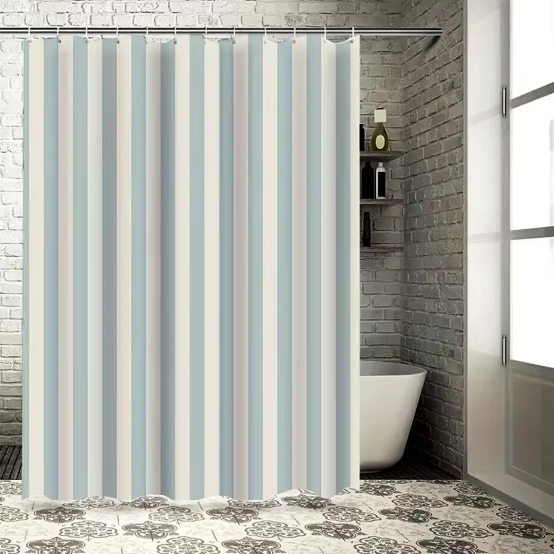 Rideau de douche en tissu imperméable 90x170 design minimaliste rayé - 3