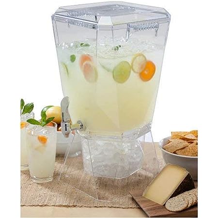 CreativeWare Crown Beverage Dispenser with Base and Name Clip, 3.5 gallon, Clear