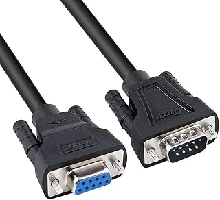 DTECH 10 Feet DB9 to DB9 RS232 Serial Cable Male to Female Extension Null Modem Cord Simple TX RX Crossover Cable for Data Communication