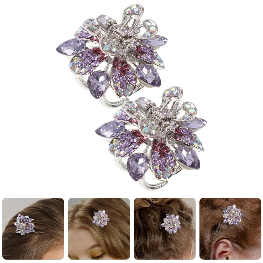 2pcs Small Hair Claw Clips Mini No-Slip Jaw Clips Rhinestone and Crystal Metal Jaw Claw Hair Clip Grip Crystals for Thick, Thin, Long or Short Hair - Image 7