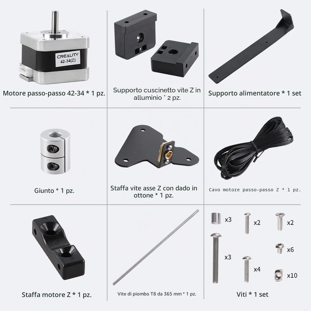Creality ufficiale Kit di aggiornamento doppio asse Z Ender 3 (motore passo-passo 42-34 incluso) per stampante 3D Ender-3, Ender-3S, Ender 3 Pro, Ender 3 V2, Ender 3 Neo, Ender 3 V2 Neo