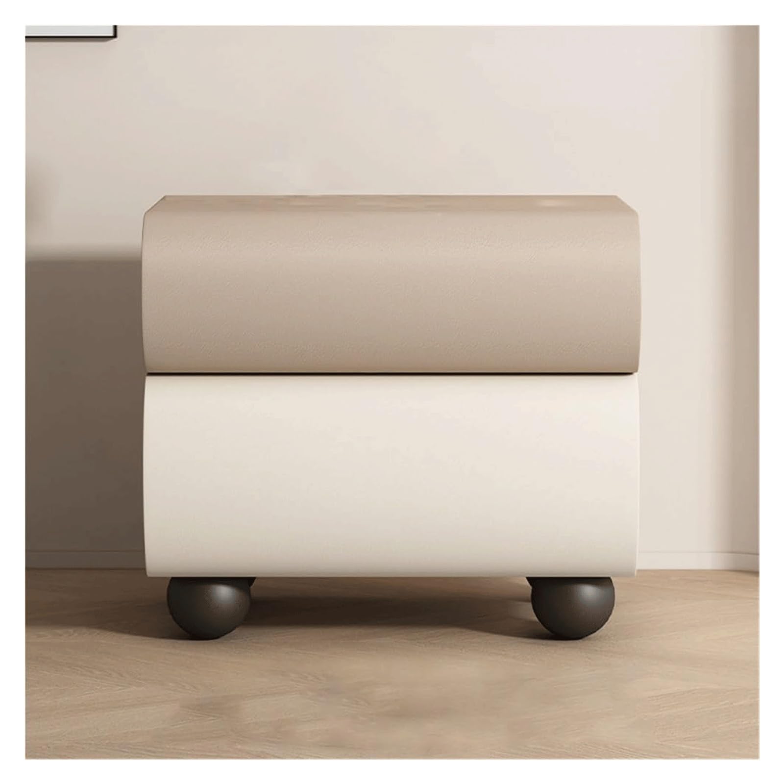 SXZenSpace Cute Nightstands Solid Wood Bedside Table Creative 360° Rotating Cabinet for Bedroom End with Drawers Side Table(Khaki,50cm/19.7in)