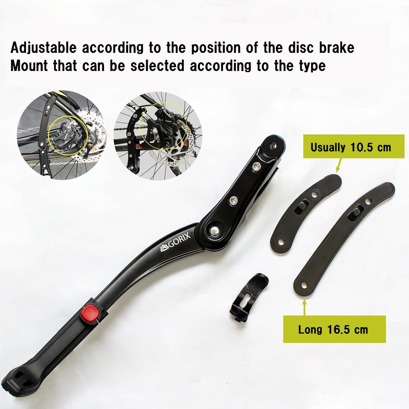 GORIX Béquille de vélo avec frein à disque latéral compatible avec vélo de route et VTT (GX-ST514)
