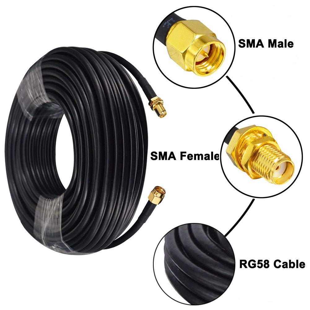 WiFi Antenna Prolunga 30M SMA Maschio a Femmina RG58 Bassa Perdita Coassiale Cavo Patch per 2G/3G/4G LTE SMA WiFi Antenna Wireless Router Cavo WLAN Alimentazione Sistema Telecamera