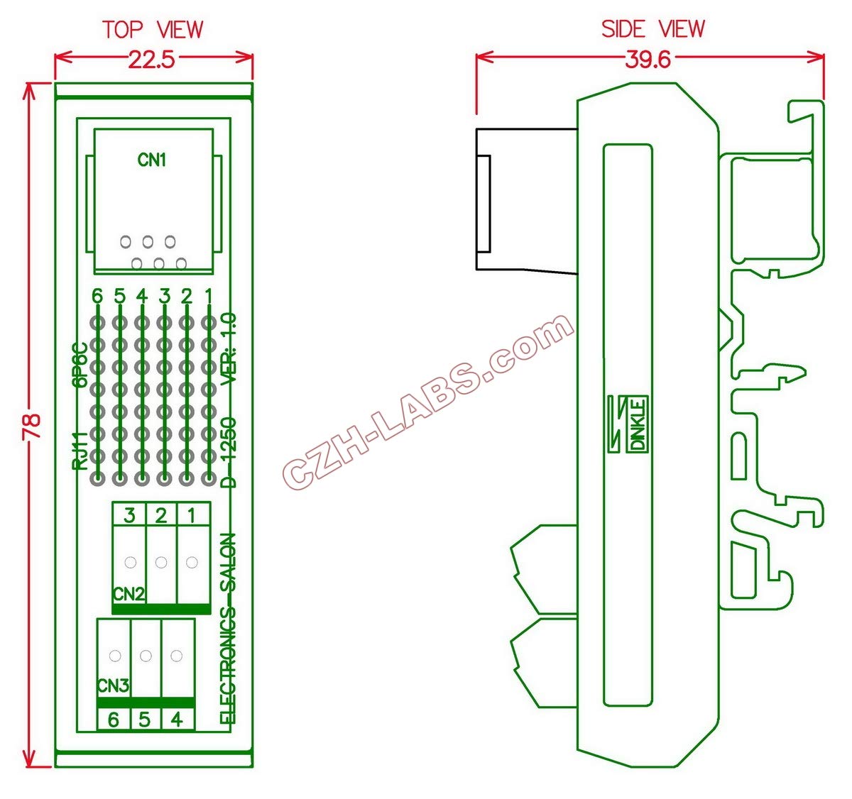 Snapklik.com : Slim DIN Rail Mount RJ11/RJ12 6P6C Breakout Board ...