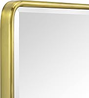 Vista 5 de TEHOME Botiquín de baño empotrado con marco de metal dorado cepillado con espejo rectangular redondeado con espejo biselado de 16 x 24 pulgadas