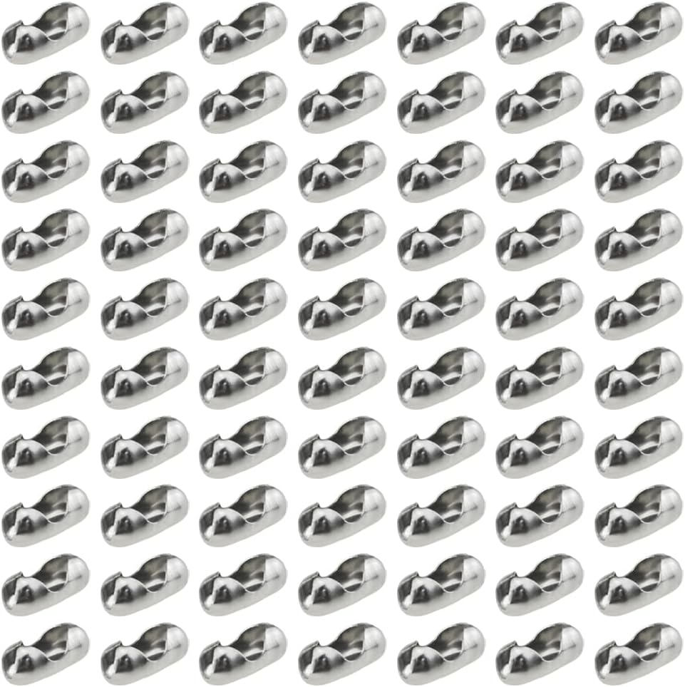 70Pcs Silver Ball Chain Connectors Fit for 2.4mm Beaded Chains Pull Connector Clasps for Roman Rollers Blinds Ceiling Fan Decor Chain Repair Jewelry Making Accessorie Clips for DIY Crafts