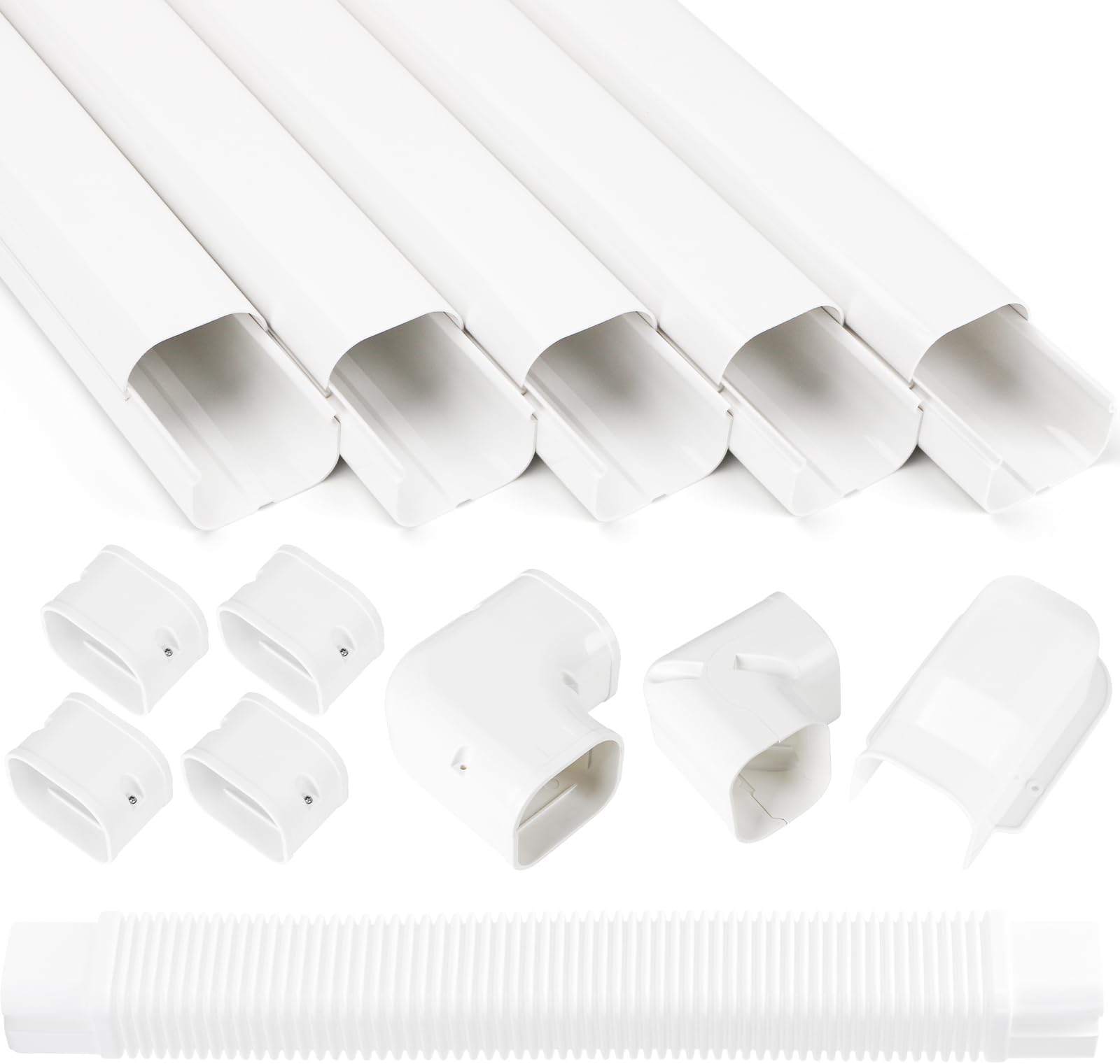 Mini Split Line Set Cover Kit 3" W 10Ft Air Conditioners Decorative PVC Slim Line Cover for Central AC & Heat Pumps Systems Tubing Cover