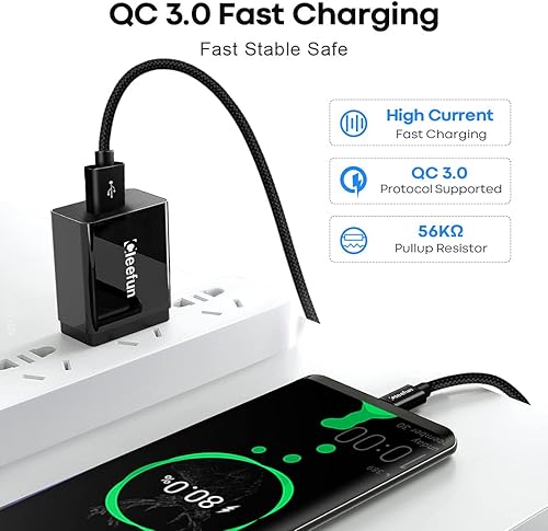 Miniatura 3 de CLEEFUN Cable USB tipo C de 20 pies de largo, USB A 2.0 a USB C, cable de carga trenzado de nailon compatible con Samsung Galaxy Note, L-G, Mo-to,