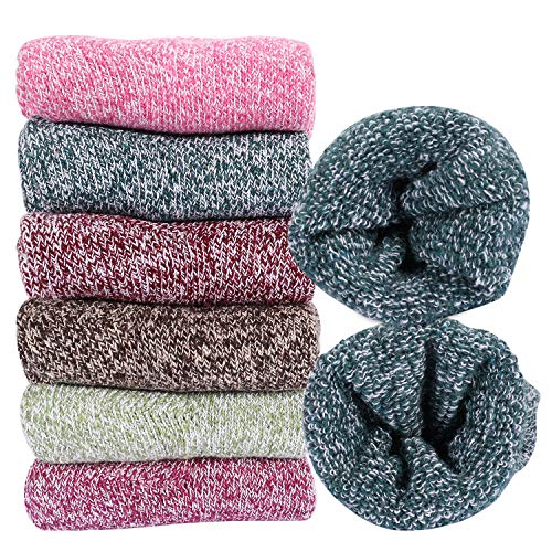 Tencoz Calcetines de Invierno Mujer, 6 Pares de Calcetines de Lana Cálidos, Calcetines Suaves y Calentitos Calcetines Térmicos Gruesos para Mujer