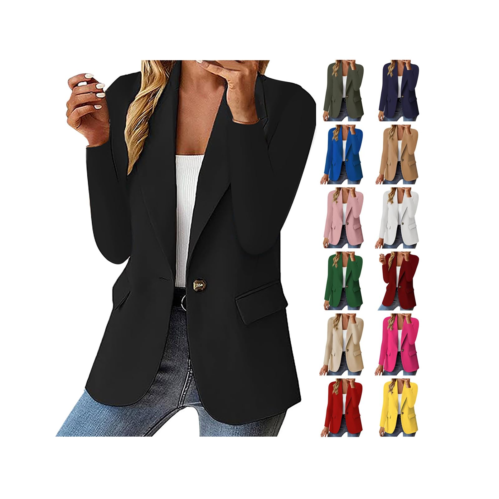 Blazers for Women Business Casual Open Front Long Sleeve Blazer Oversized Office Suit Jackets with Pockets