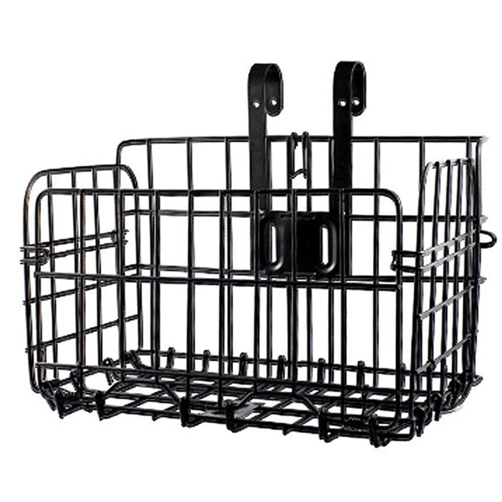 Large Front Bike Basket,12.8"x7.87"x8.66" Foldable Bike Basket with a Fixed Holder Bold Metal Bicycle Front Basket Easy Install and Folding