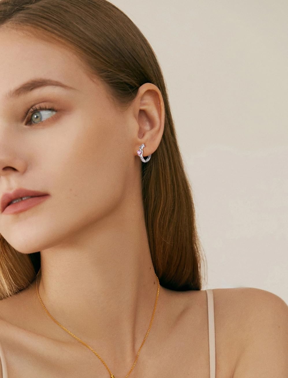 Hoop Earrings 925 Sterling Silver Twisted Huggie Earring Heart Birthstone Jewelry for Women