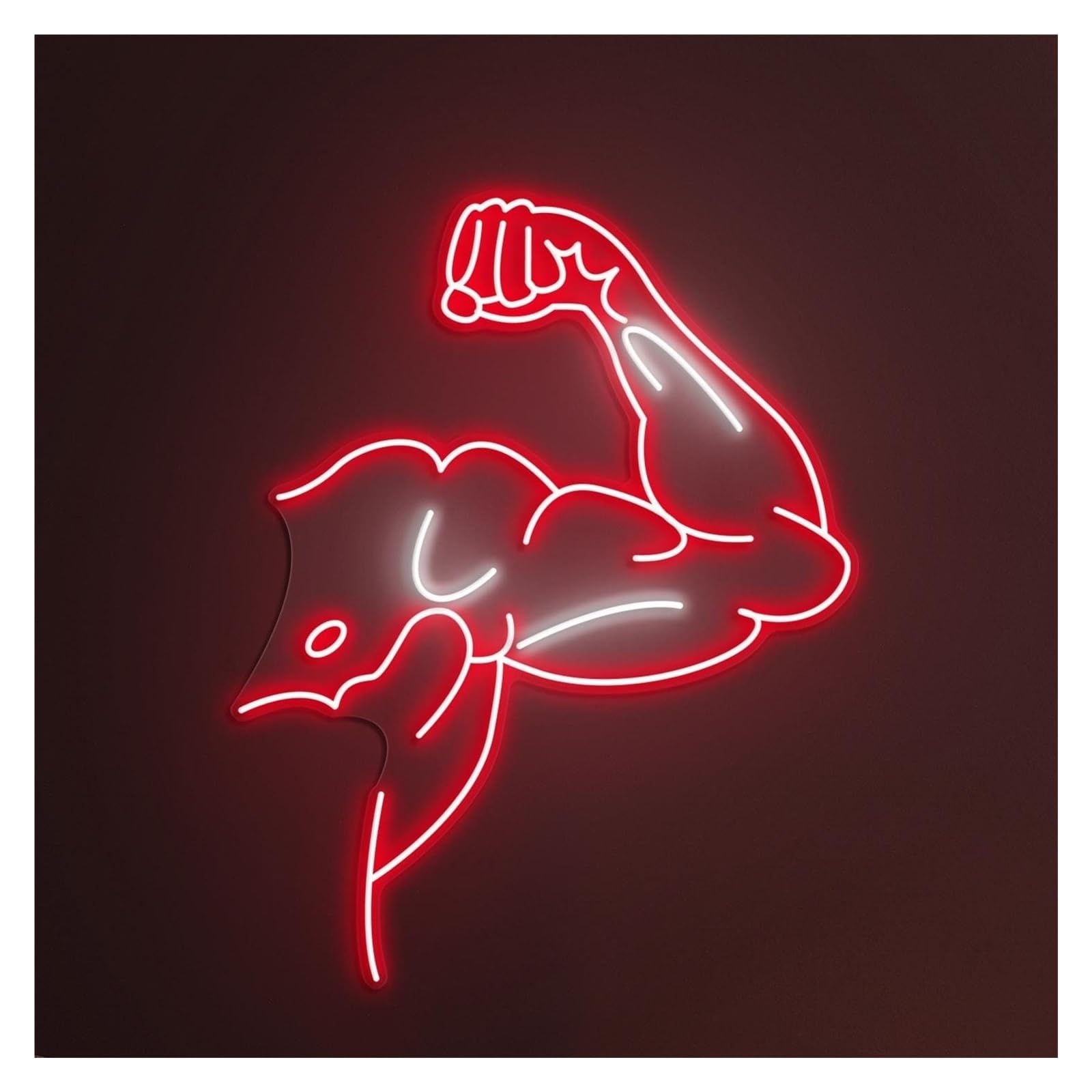 RONGCH Hanging Art Signs Muscle Neon Sign, Suitable for Gym Club Decor with Brightness Adjustable 44cm(Red)
