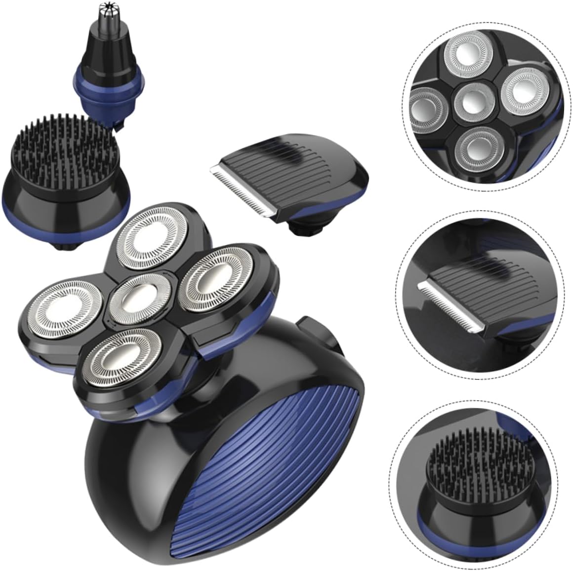 OUNONA 5-in-1 Electric Razor for Men Waterproof Beard Clippers USB Rechargeable Feature Mini Hair Trimmer for Household and Head Shaving Portable Grooming Machine