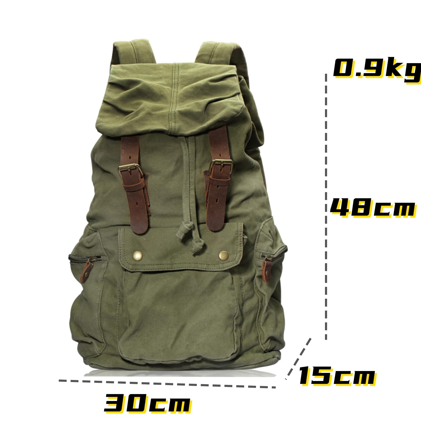 DRF Zaino da uomo o da donna in pelle d'epoca tela zaino trekking viaggio #BG04(Verde Olive) | Alta Qualità, hikking, Viaggio, Per Scuola,retro