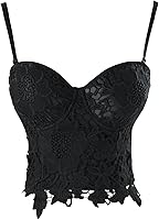 Vista 1 de Charmian - Corset para mujer, diseño punk, gótico, con encaje floral, para fiesta