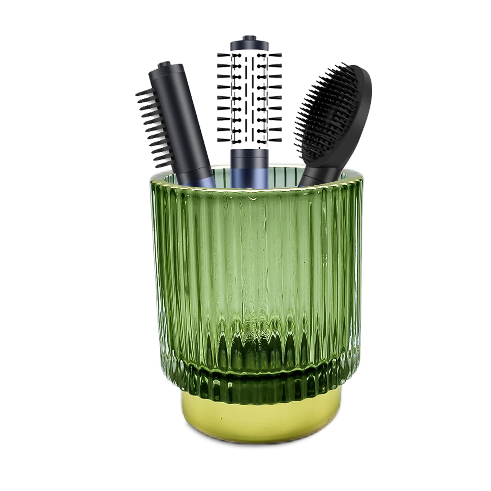 LUGUNUMakeup Brush Organizer Comb Eyeliner Eye Shadow Brush Eyelash Curler Pen Eyebrow Pencil Cup Holder for Vanity Hotel Dining Room Home and Office Decor (Grass green)