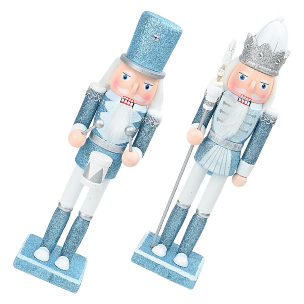 Casse-Noisette en Bois Bleu Beavorty sur la Table de Noël en Famille