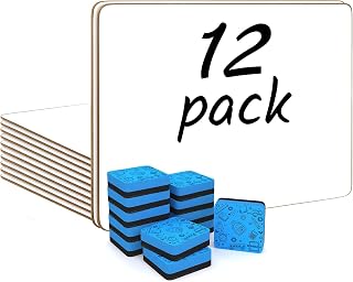 Scribbledo 12-Pack 9x12" Double-Sided Mini Dry Erase Whiteboards - Classroom Pack for Students & Teachers, Includes Erasers