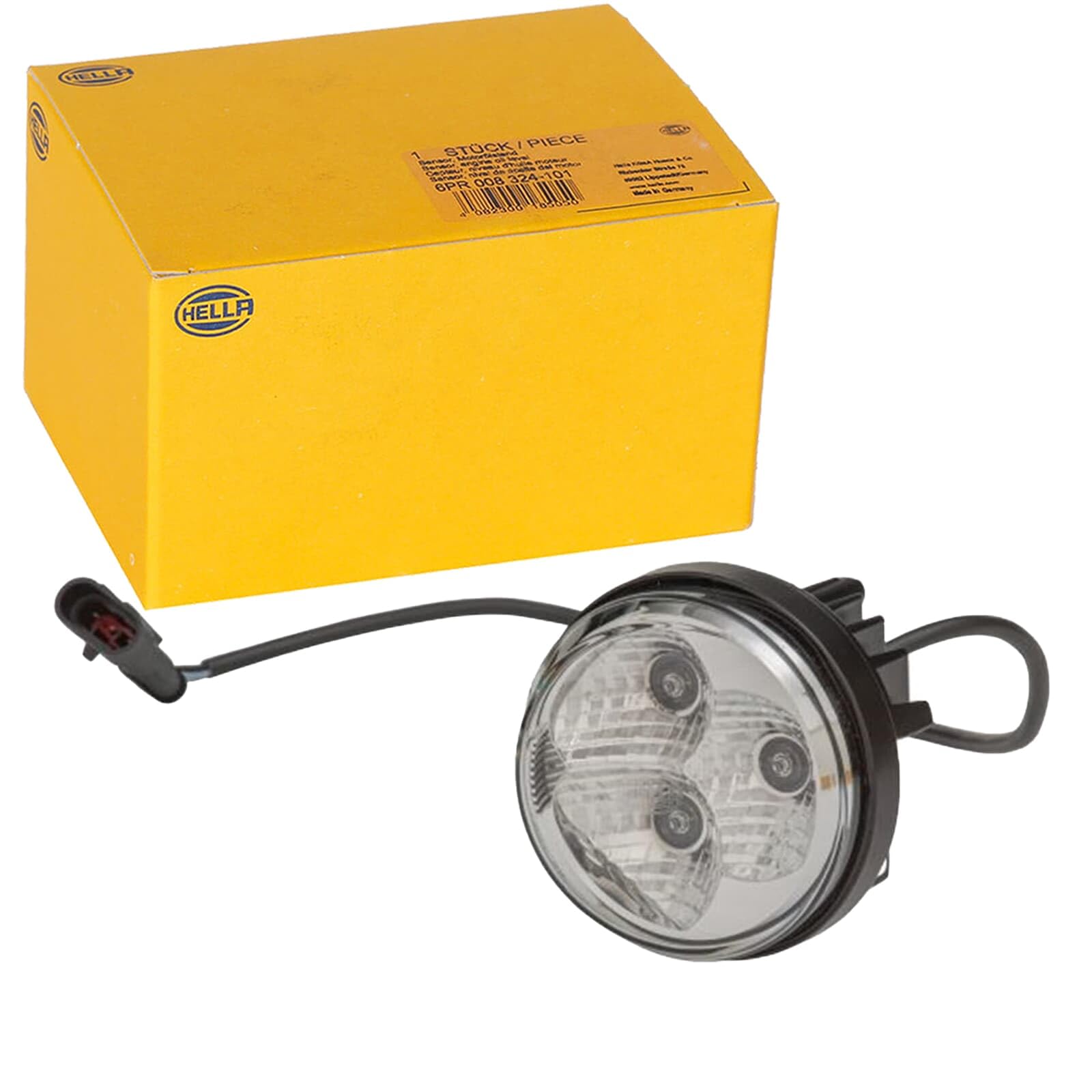 HELLA LED Światła do jazdy w dzień - 90mm - 24V / 12V - okrągły - przezroczysty - Przewodu: 500[mm] - Wtyczki: AMP - z lewej - Ilość: 1 - 2PT 009 599-111