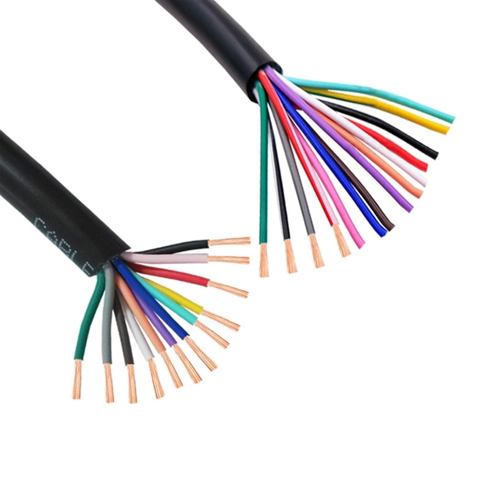 Outdoor Extension 1 Meter Copper Insulated Control Signal Wire 8 Cores to 30 Cores 40 Cores Sheathed Cable 22AWG 20AWG 18AWG Electric Cord Solar sheathed(10Coeres 1Meter,22 AWG 0.3mm2)