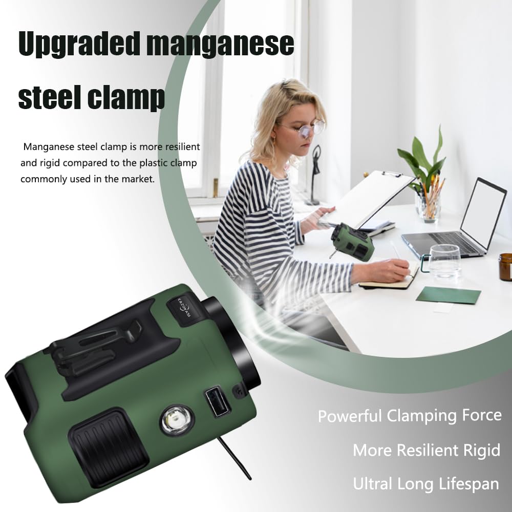 Ventilador portátil con clip de cintura de 10000 mAh y cuerpo personal, potente hasta 40 horas de enfriamiento y prevención de golpes de calor (verde) 7