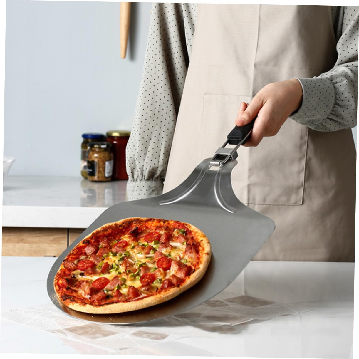 MAGICLULU Pelle Acier Inoxydable avec Poignée Antidérapante Outil de Transfert pour Gâteaux et Pizzas pour Restaurants et Cuisine Maison