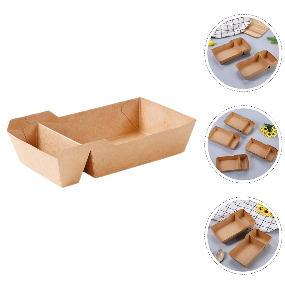 Healeved 100 Stück Snackboxen aus Papier Doppelte Fächer Snackbehälter 520 Ml Lebensmittelecht Faltbar für Frittierte Snacks und Süßigkeiten bei Partys