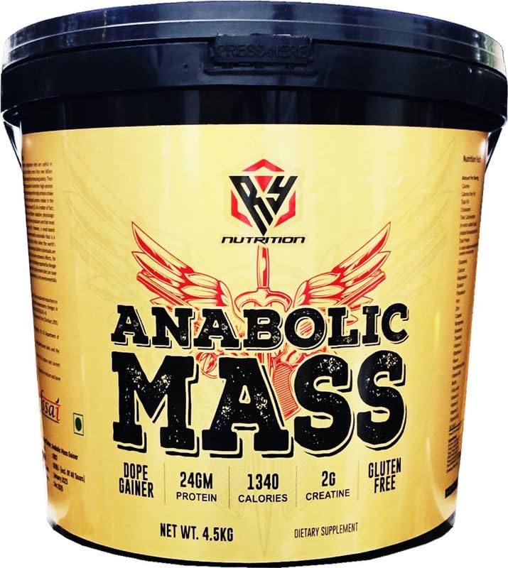 RY NUTRITION Anabolic Mass Gainer For Bulk Weight Gain Calories 1340 Weight Gainers/Mass Gainers (Choco Vanilla, 4.5Kg/10Lbs)