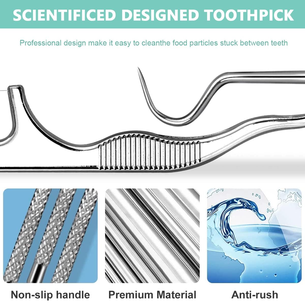 ToYooZe Teeth Cleaning Tool Kit 7 in 1, Professional Dental Kit with Stainless Steel Tooth Picks, Tartar Remover, Dental Scalers, Floss Picks, and Oral Hygiene Tools for Home and Travel 3