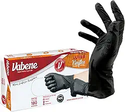 Luva Descartável Viniflex Preta Tamanho G 100 Unidades S/Pó | Pacote com Alta Resistência | Confortável e Higiênica | Uso Profissional, Doméstico e Alimentação.