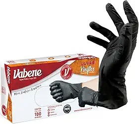 Luva Descartável Viniflex Preta Tamanho G 100 Unidades S/Pó | Pacote com Alta Resistência | Confortável e Higiênica | Uso Profissional, Doméstico e Alimentação.