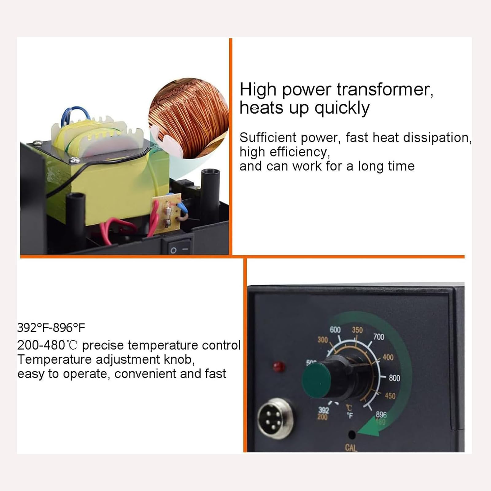 MObyat Estación De Soldador, Máquina De Soldadura De 60 W, Control De Temperatura Ajustable De 200 ℃ -480 ℃/Potencia De Transformador Suficiente/Calentamiento Rápido, para Soldadura Y Reparación