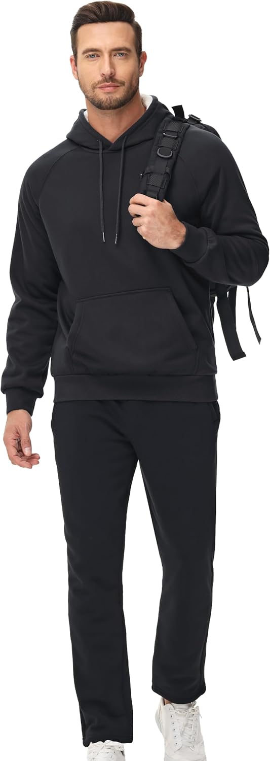 MAGCOMSEN Men's Sherpa Hoodie Heavyweight Fleece Lined Thick Winter Thermal Athletic Sweatshirt with Kangaroo Pocket - Image 7
