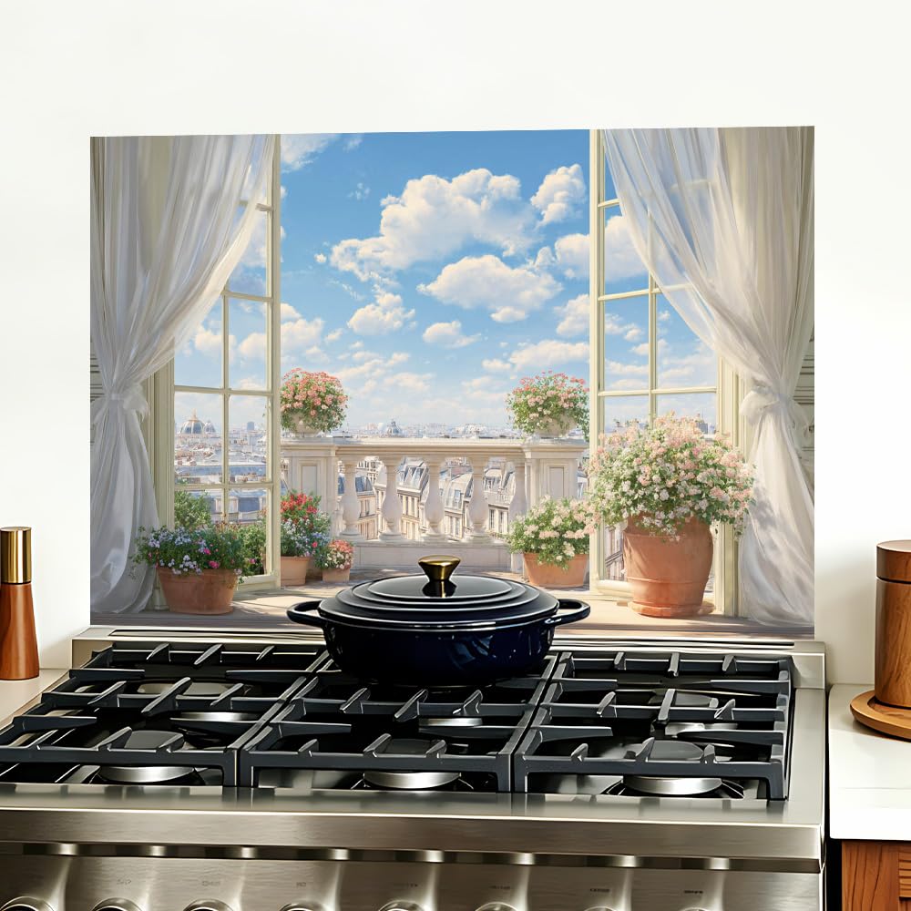 Paris Balcony Kitchen Backsplash Peel and Stick, 35.4x23.6 in