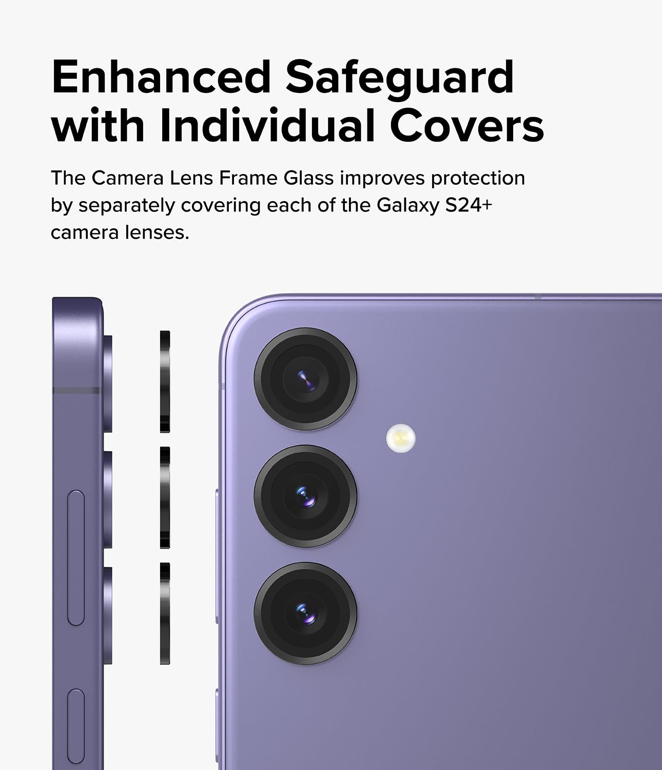 Ringke Camera Lens Frame Glass Protector Compatible with Samsung Galaxy S24 Plus (2024) Anti-Fingerprint Tempered Glass Protection and Aluminum Frame - Black 1