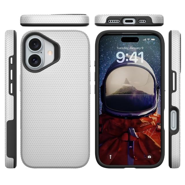 Image of NOXO Ultra-Hybrid Triangle Back Case Cover for iPhone 17, | Shockproof Design | Camera Protection | Soft TPU & Rugged PC | Bumper Case Cover for iPhone 17, (Frost White)