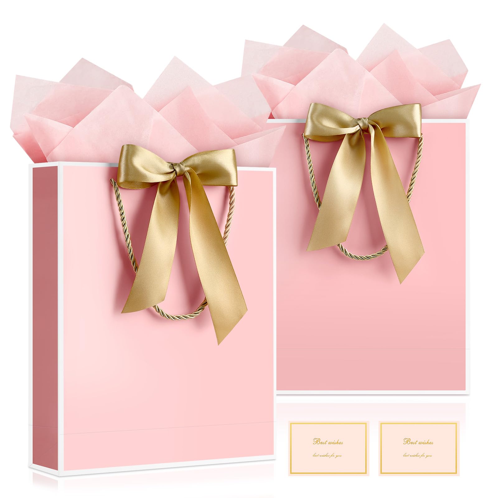 YoungTree Medium Pink White Frame Gift Bag, Vertical 29x22x10 cm 2-Pack