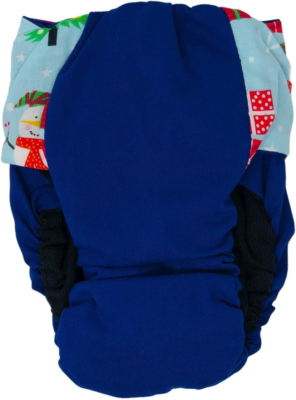 Santa Claus with Snowman on Blue Dog Diaper, S, with Tail Hole - Made in USA