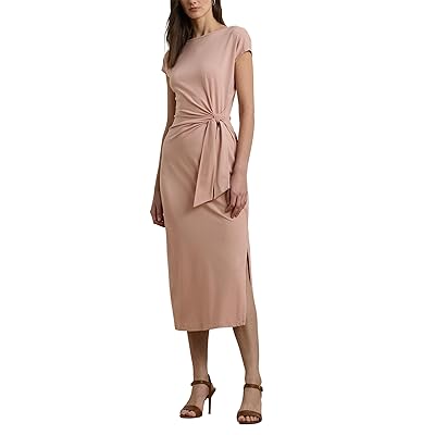 Lauren Ralph Lauren Tie Front Jersey Boatneck Midi Dress Women