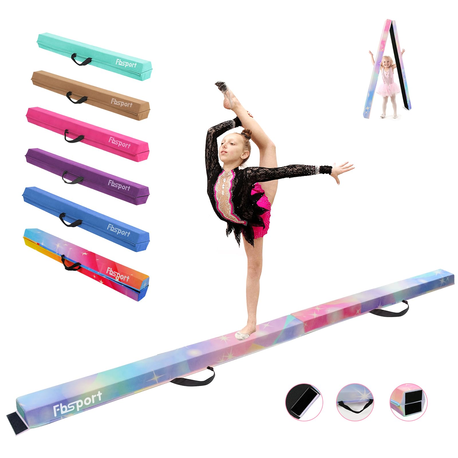 Poutre D'Équilibre Pliable Pour Enfants VEVOR - 2.35 M, Mousse EVA - Pour Gymnastique à Domicile, Jardin - Rose