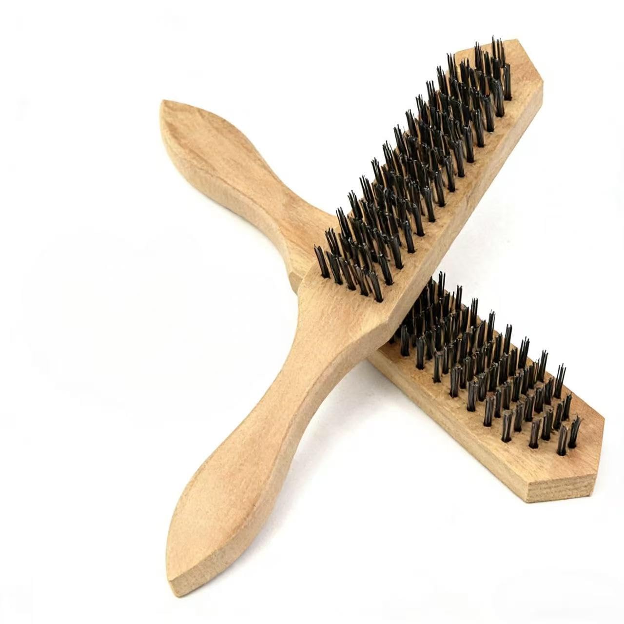 Wire Brush Set 2Piece 6Row HeavyDuty Wire Cleaning Brush for Rust Removal Paint Stripping and Welding Spatter Durable Metal Cleaning Tool