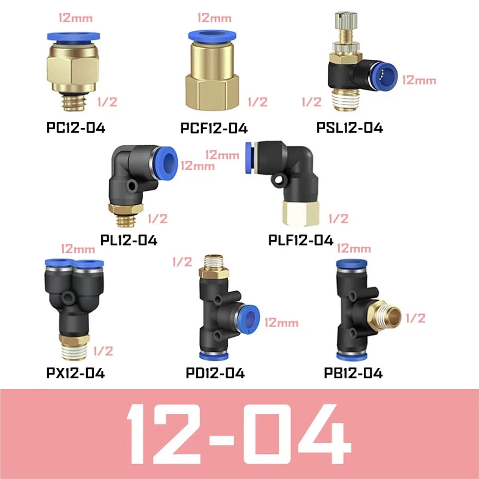 Raccordo pneumatico connettore aria PSL 4 mm 6 mm 8/10 mm filettatura 1/8 1/4 3/8 1/2 raccordi per tubi (12-04)