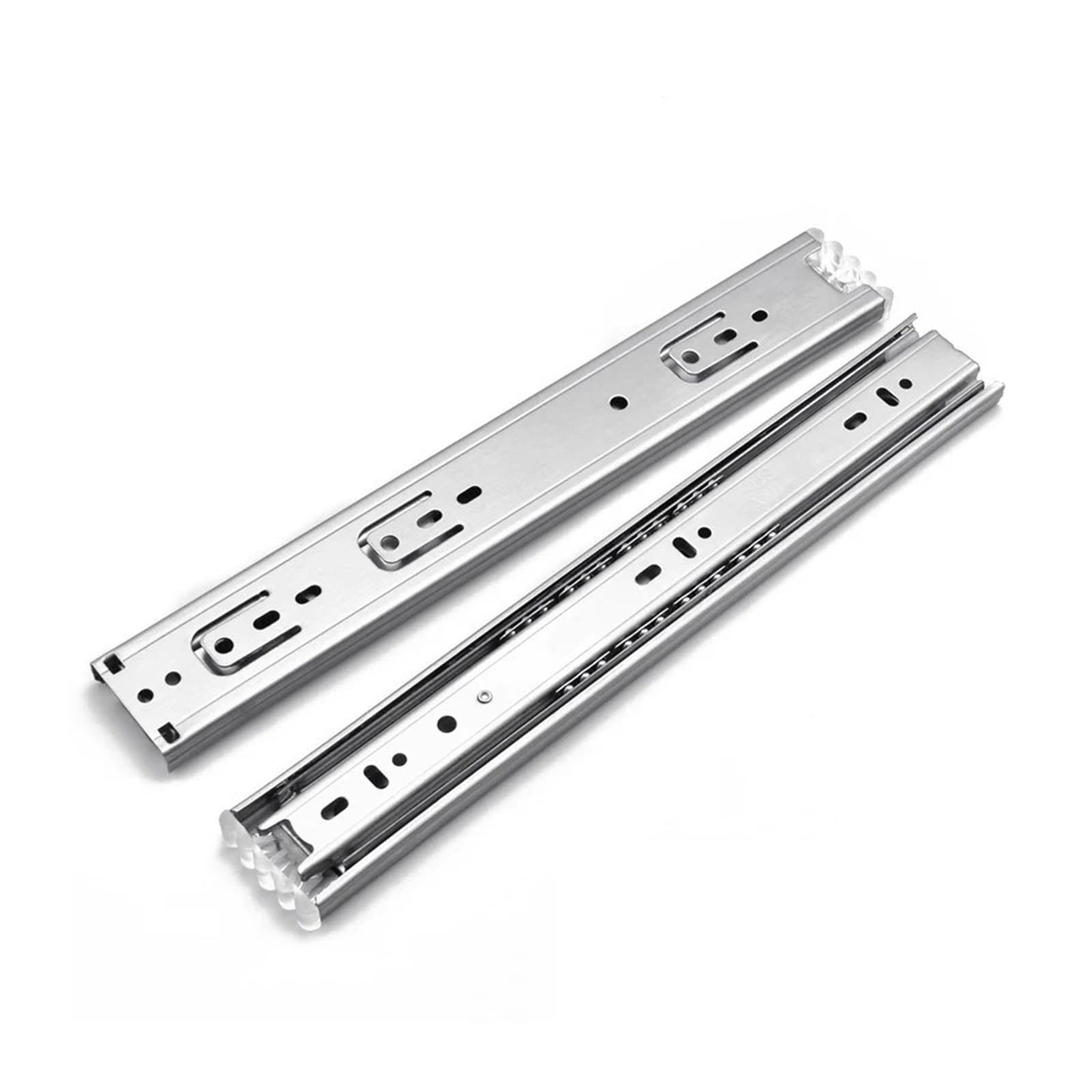 Rieles para cajones de acero inoxidable de cierre suave de 10 y 22 pulgadas, rieles de tres secciones para muebles deslizantes suaves (20 pulgadas 50 cm)