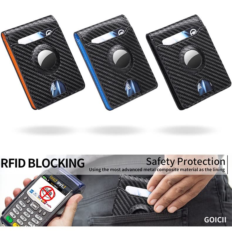 Men's Wallet Anti-lost and Anti-theft Card Holder Slim Card Holder Mini Wallet Carbon Fiber Minimalism Money Clip (3-pack,11 * 8cm)3
