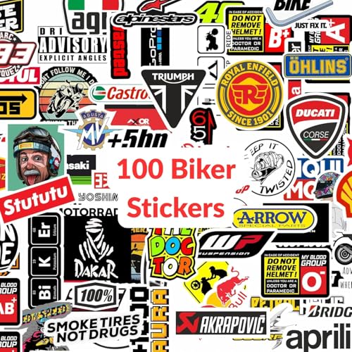 Image of 11 Strokes Set of 100 BikerStickers - Waterproof labelsticker, Aesthetic Stuff & Stylish BikeStickers Helmet Stickers Car Sticker laptopsticker Wall Sticker laptopstickers Aesthetic