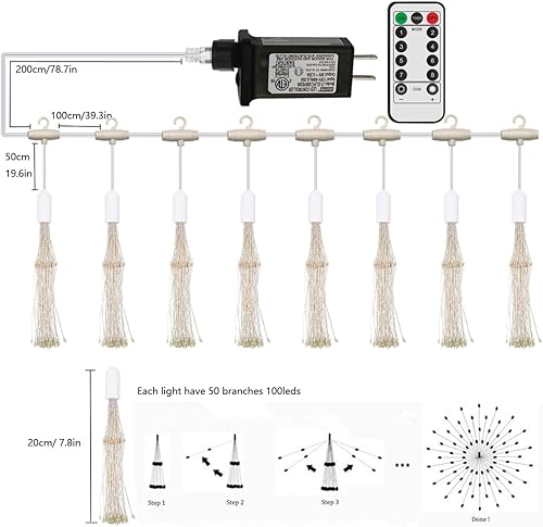 Miniatura 10 de Luces de alambre de cobre con control remoto, 600 luces LED Starburst Fairy Twinkle - 8 modos, atenuación, temporizador para Navidad y jardín