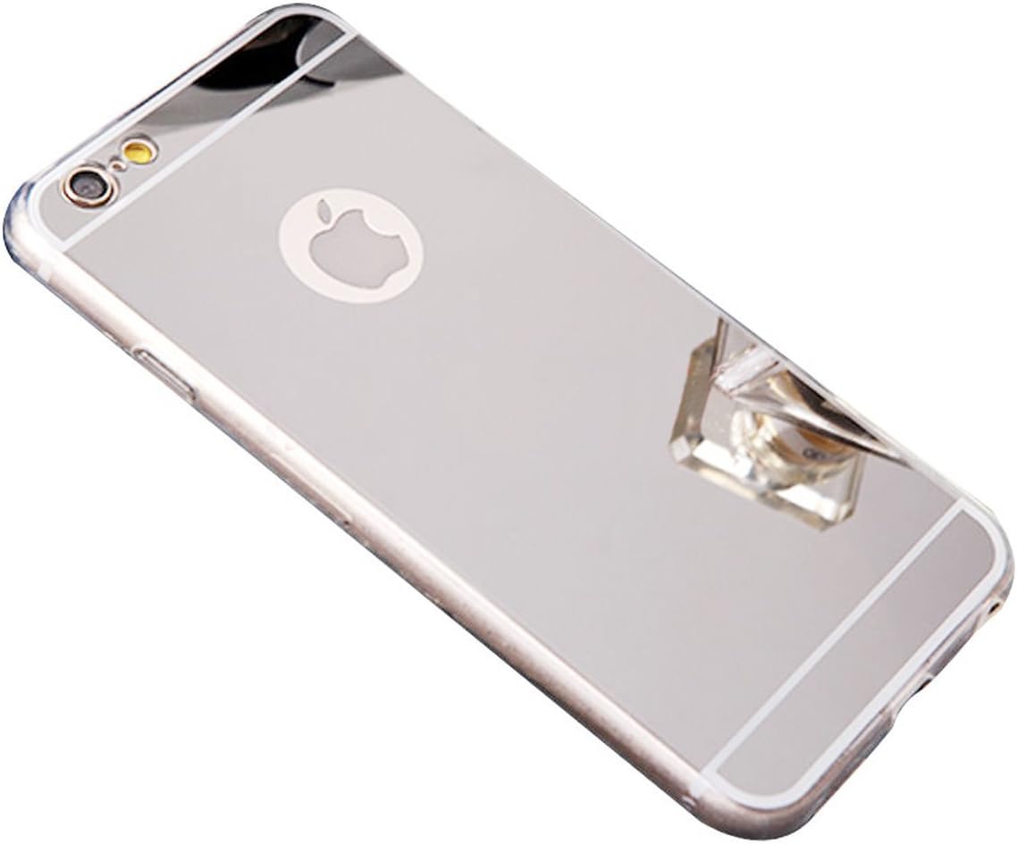 for iPhone 6 Mirror Case, iPhone 6S Mirror case,YMCCOOL Luxury Mirror Back Shock-Absorption TPU Bumper Anti-Scratch Bright Reflection Protective Case for iPhone 6S /iPhone 6 4.7inch (Silver)