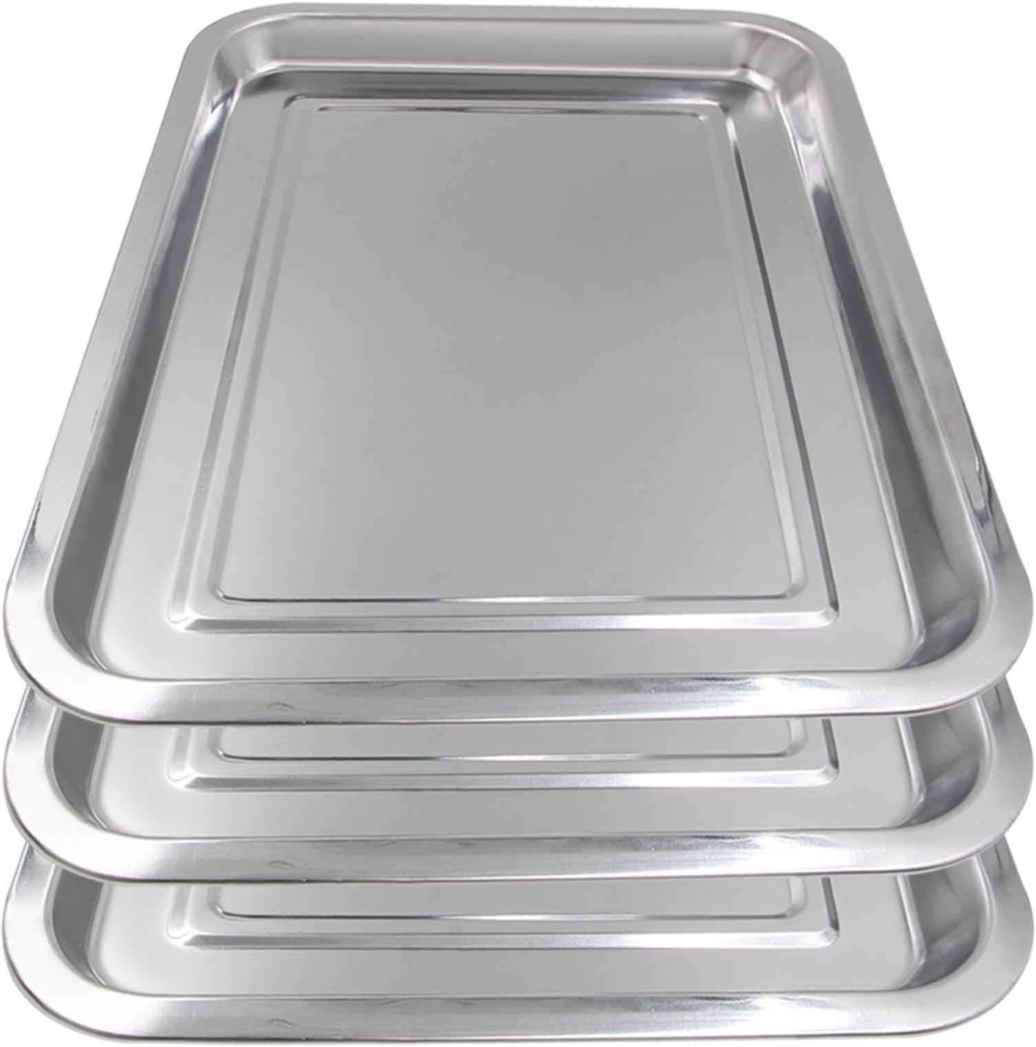 3 Pack Stainless Steel Tray - Autdor Metal Tray 13.5" X 10" Heavy-Duty Tattoo Trays Multi-Purpose Flat Tool Organizer for Tattoo Supplies Piercing Dental Instruments Lab & Kitchen Use